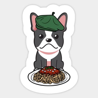 Dog eating Spaghetti - French bulldog Sticker